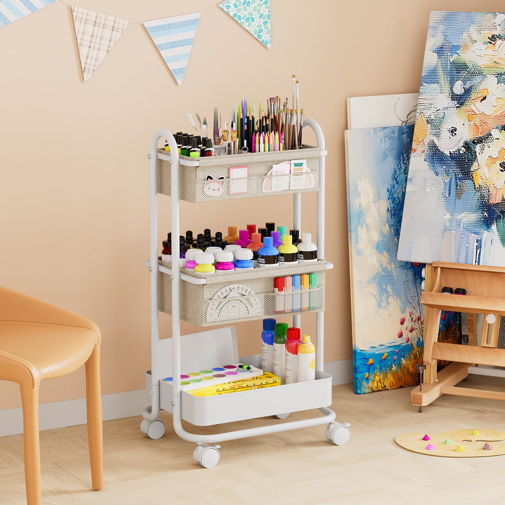 Modanais baby diaper caddy cart off-white finish complements modern nurseries and living spaces.