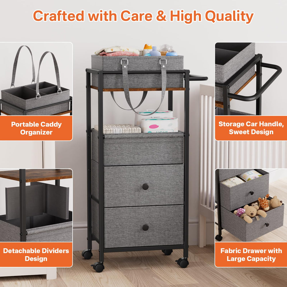 Modanais detachable dividers enable customizable organization of baby items.