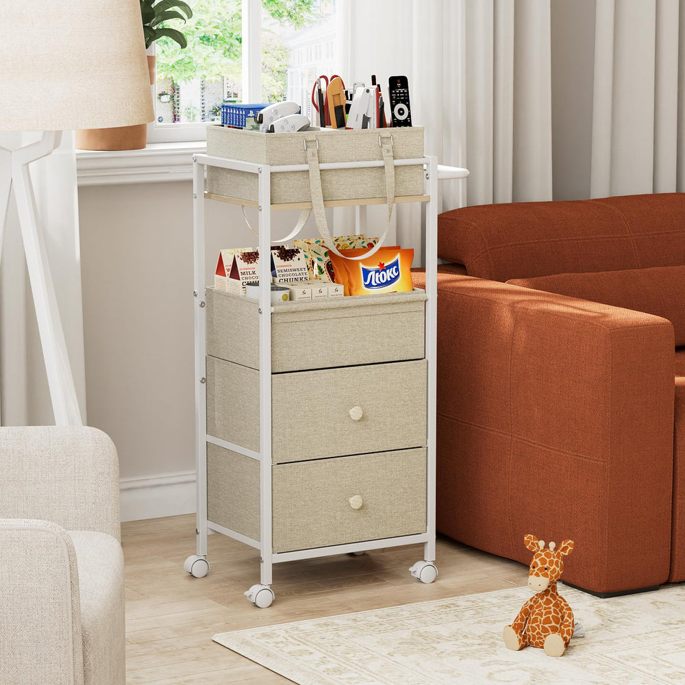 Modanais cart with two lockable wheels enhances stability during tasks.