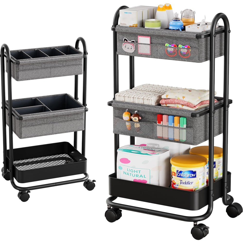 Modanais diaper caddy with 3-tier cart for organized nursery storage and easy night-time access