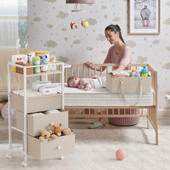 Modanais diaper caddy bottom fabric drawers store clothes and supplies.