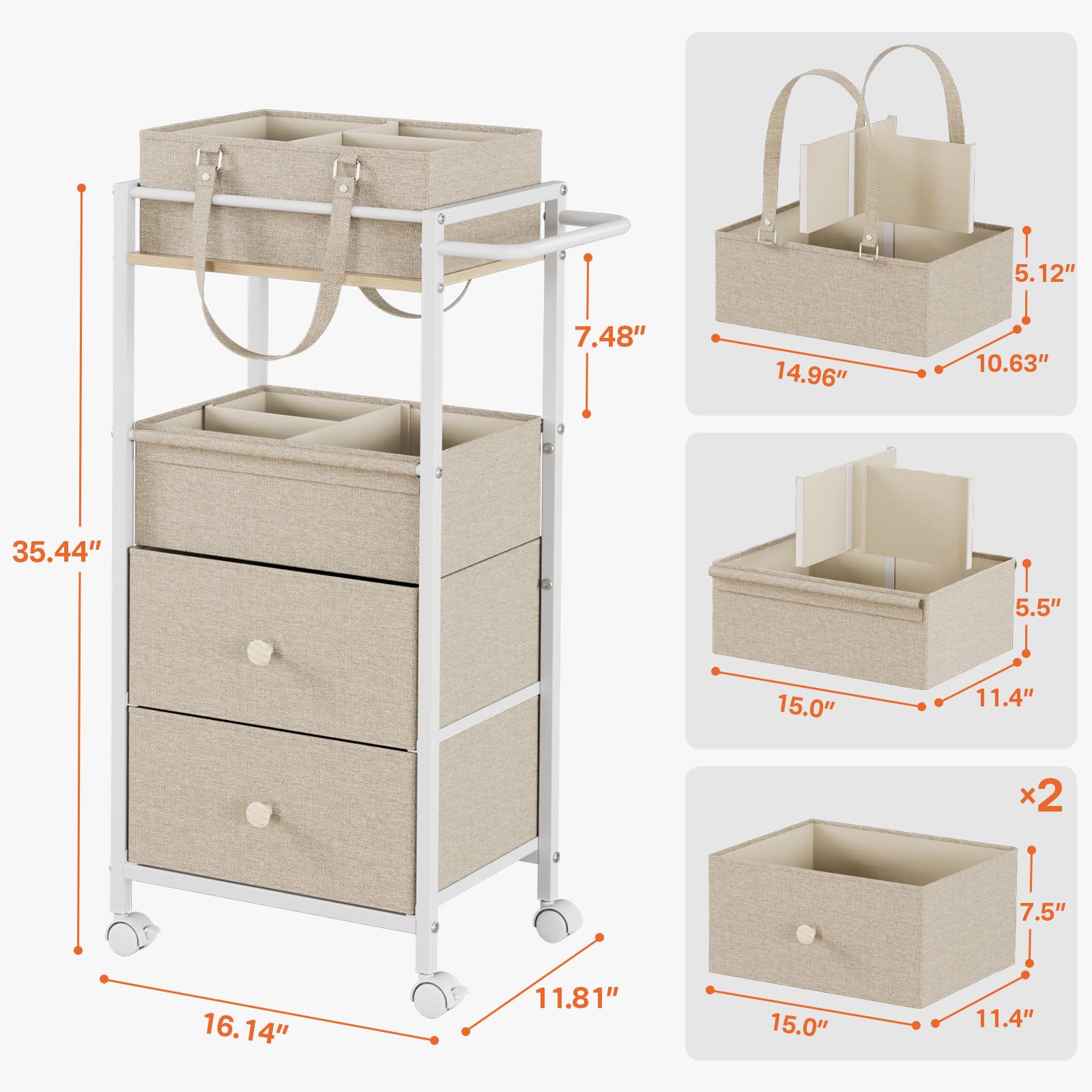 Modanais diaper caddy middle velcro divider keeps items neatly grouped.