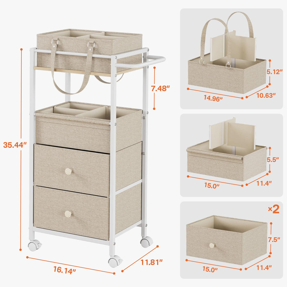 Modanais diaper caddy middle velcro divider keeps items neatly grouped.