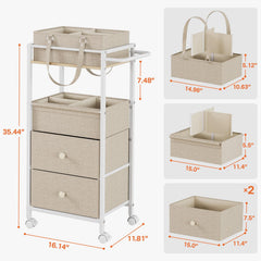 Modanais diaper caddy middle velcro divider keeps items neatly grouped.