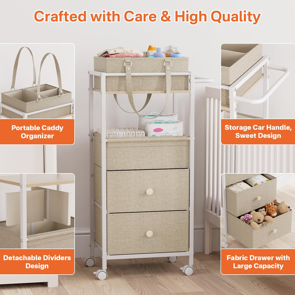Removable Modanais diaper caddy for on-the-go baby essentials.