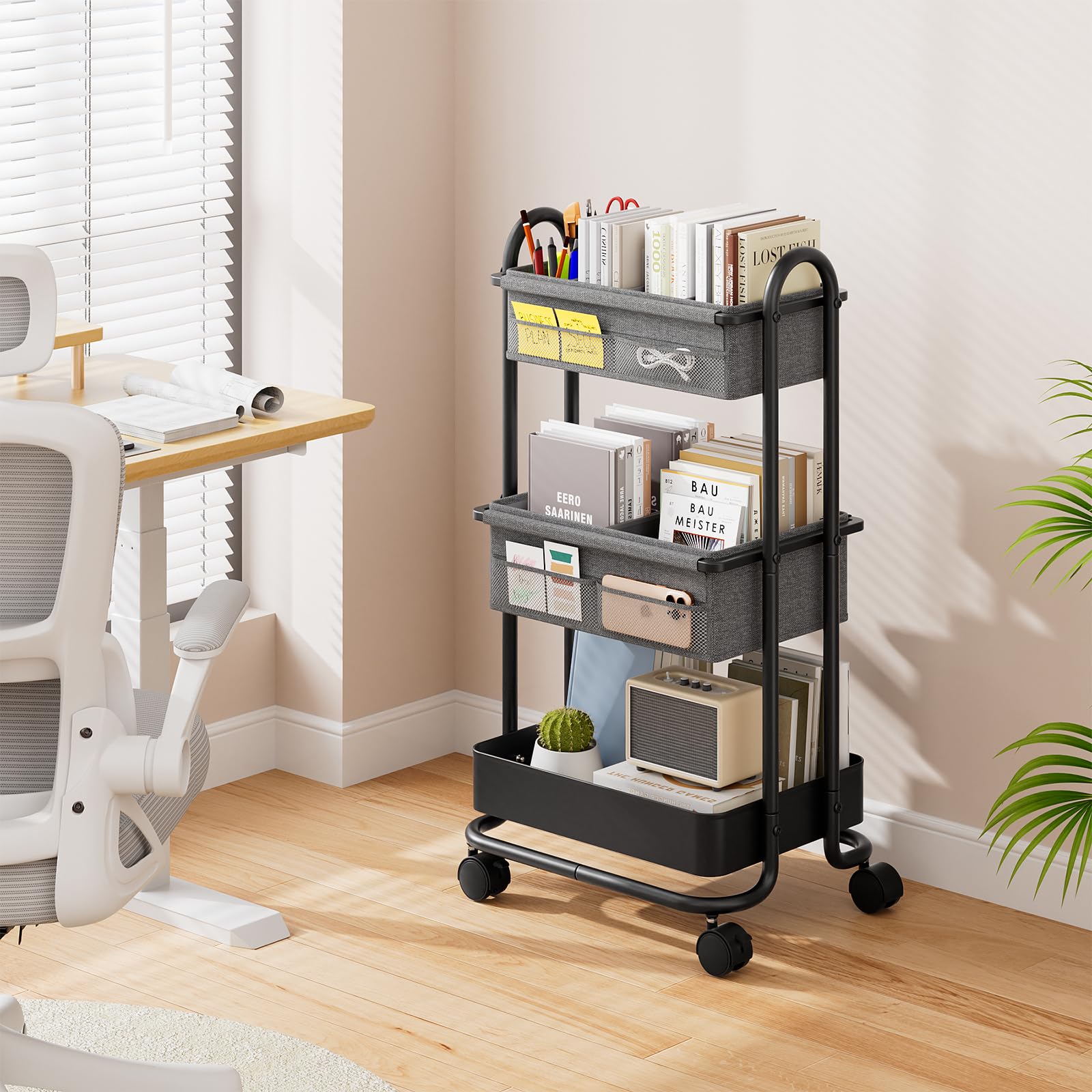 Modanais diaper caddy with four wheels and two locks for stability