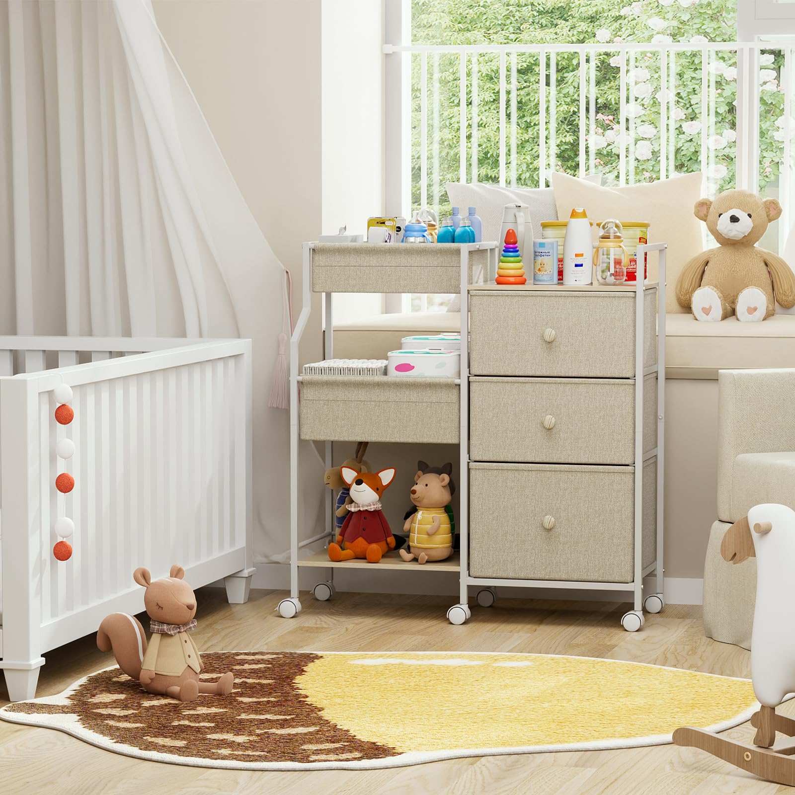 Modanais compact size fits nursery corners without crowding, a practical storage solution.