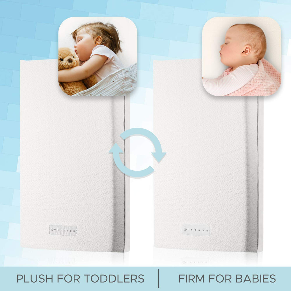 Modera Crib Mattress Toddler Soft Side with memory foam gel and cooling.