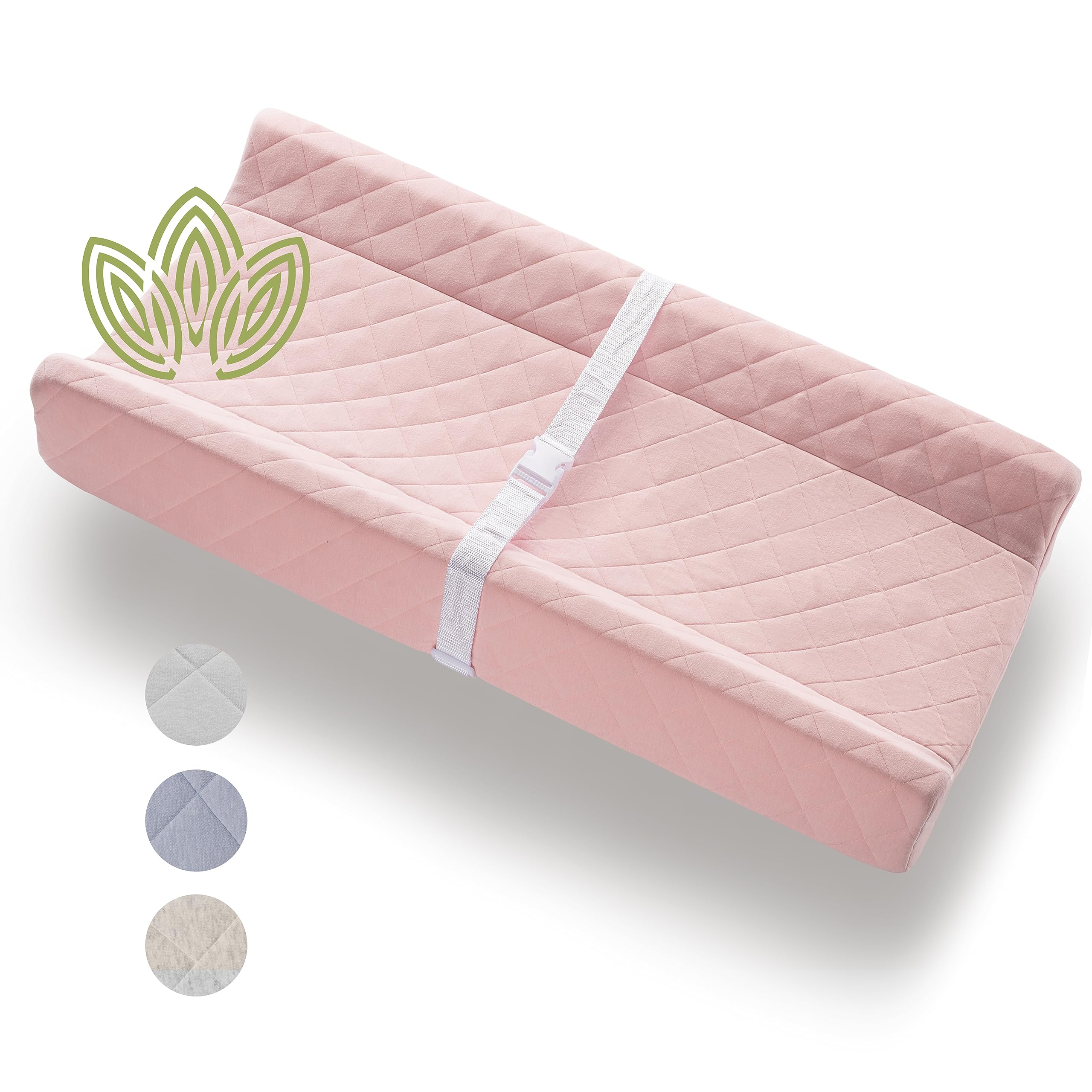 Modera organic cotton changing pad with soft cushion offers gentle diaper changes.
