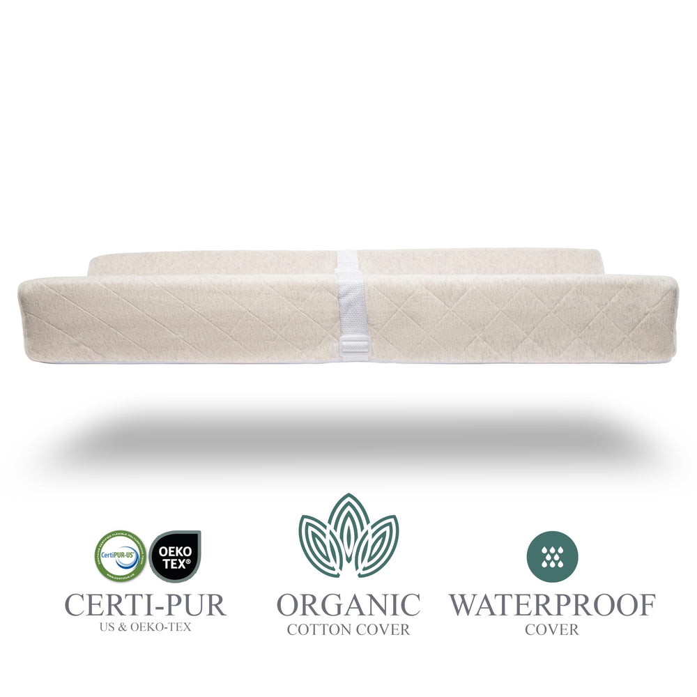 Modera changing pad with waterproof mattress keeps surfaces clean and dry during diaper changes
