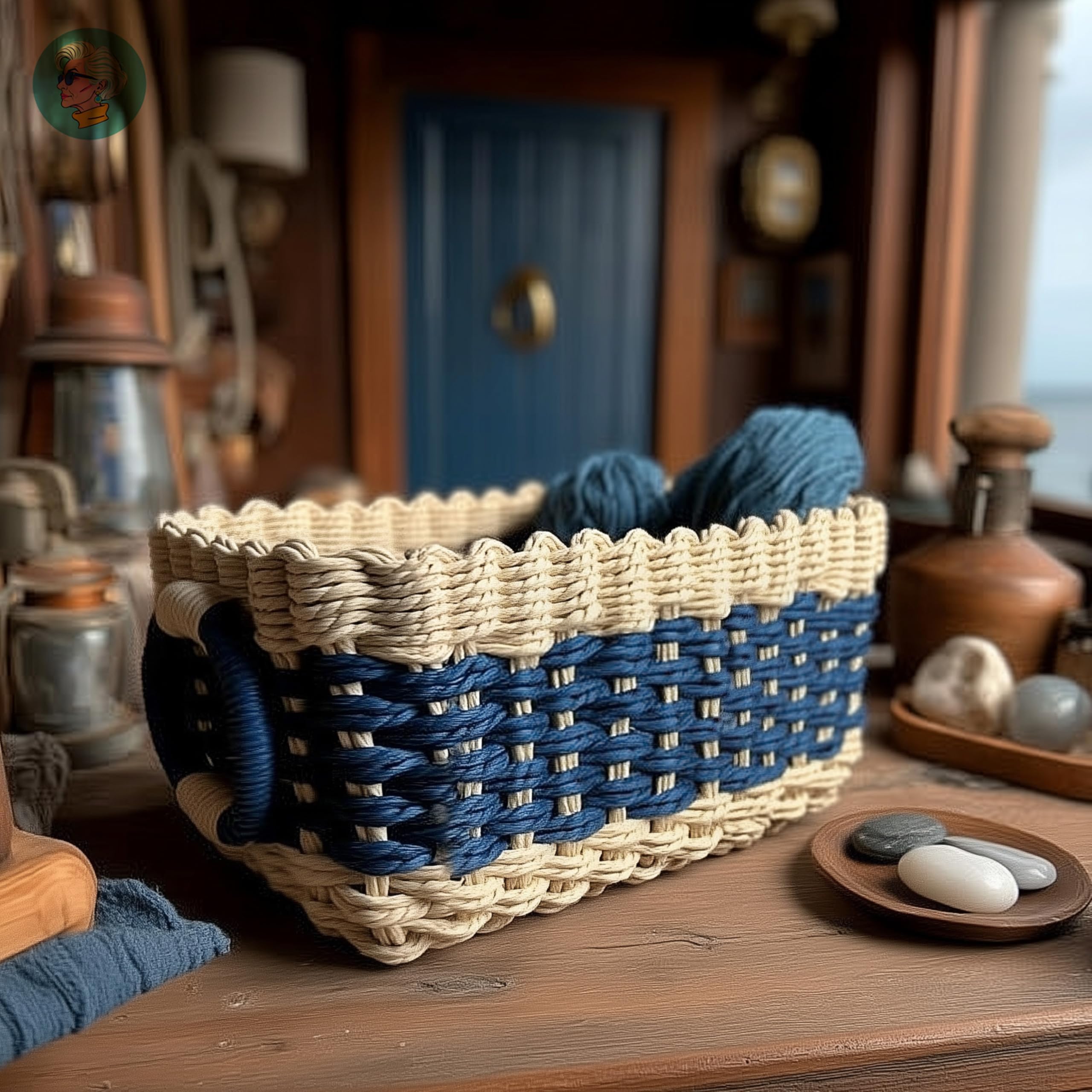 Modern Granny color blocks small wicker baskets kitchen organizer showing compact utility.