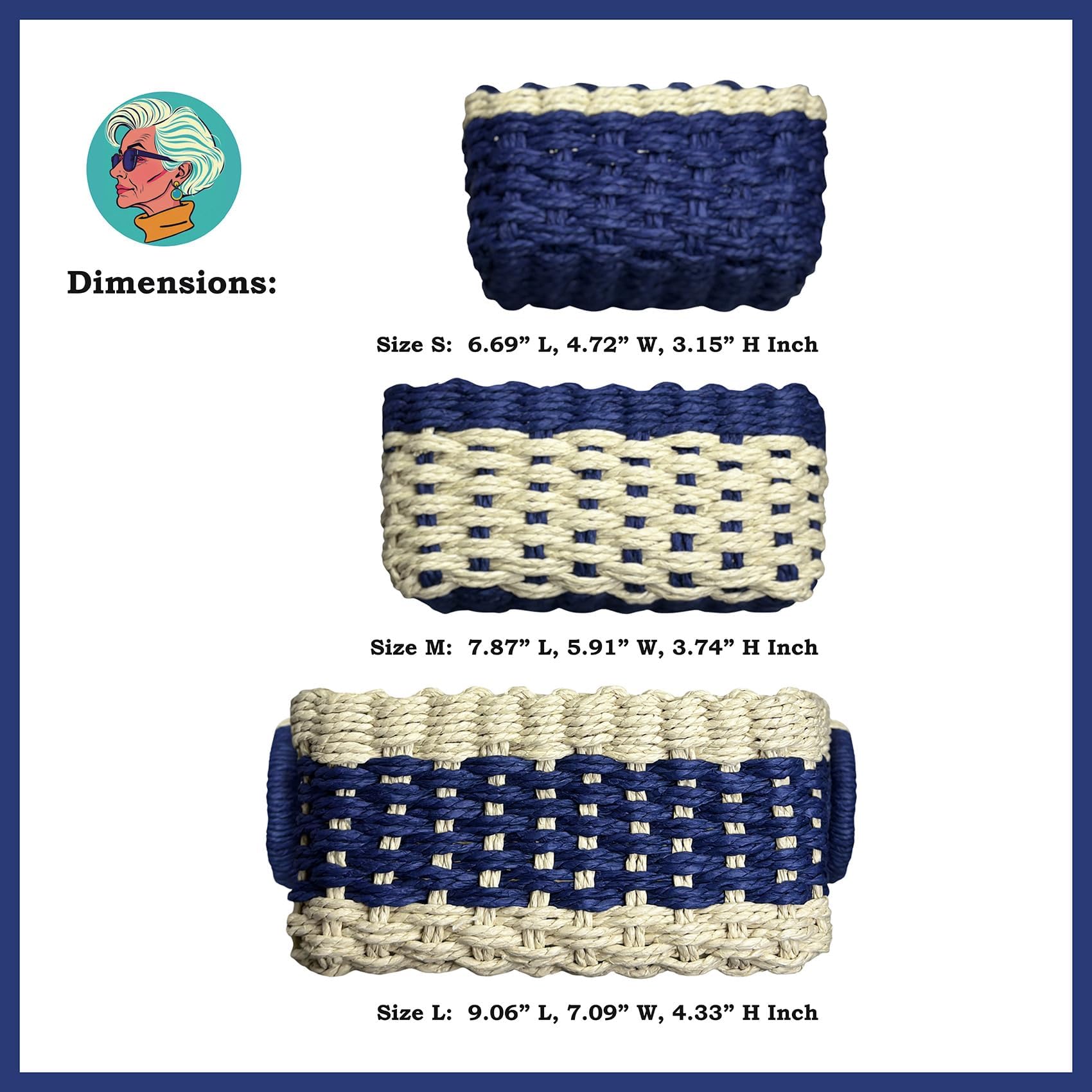 Modern Granny color blocks small wicker baskets stack display demonstrating clutter-friendly organization.