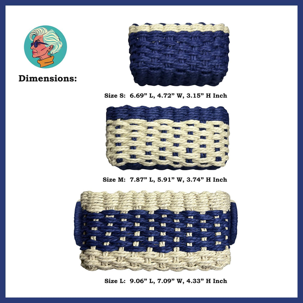 Modern Granny color blocks small wicker baskets stack display demonstrating clutter-friendly organization.