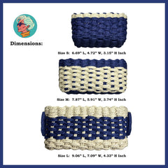 Modern Granny color blocks small wicker baskets stack display demonstrating clutter-friendly organization.