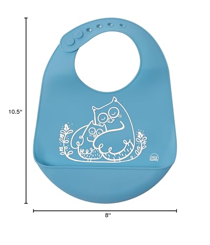 MODERN-TWIST bucket-bib eco-friendly-design-owls emphasizes plastic-free, reusable convenience.