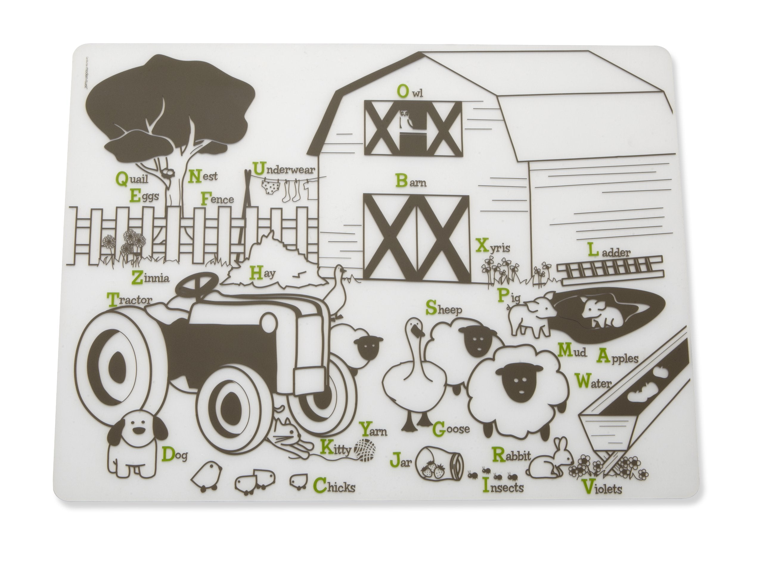 Modern-Twist Mark-Mat placemat featuring a doodling surface for interactive mealtime fun.