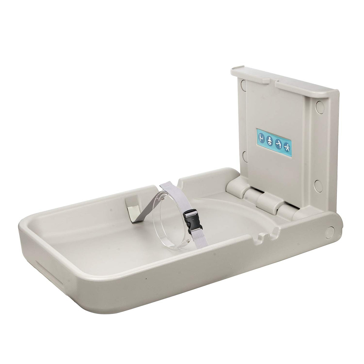 Modundry baby changing station wall-mount front view showcases compact, durable design for busy restrooms.