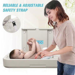 Modundry changing table surface close-up shows smooth concave design for comfortable use.
