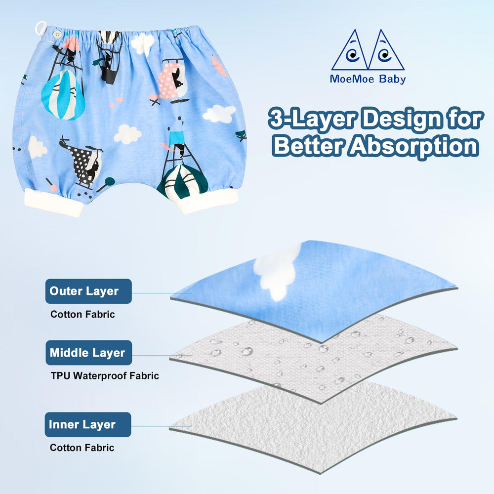 MOEMOE BABY bedwetting diaper pants ribbed cuffs for snug leak protection at night