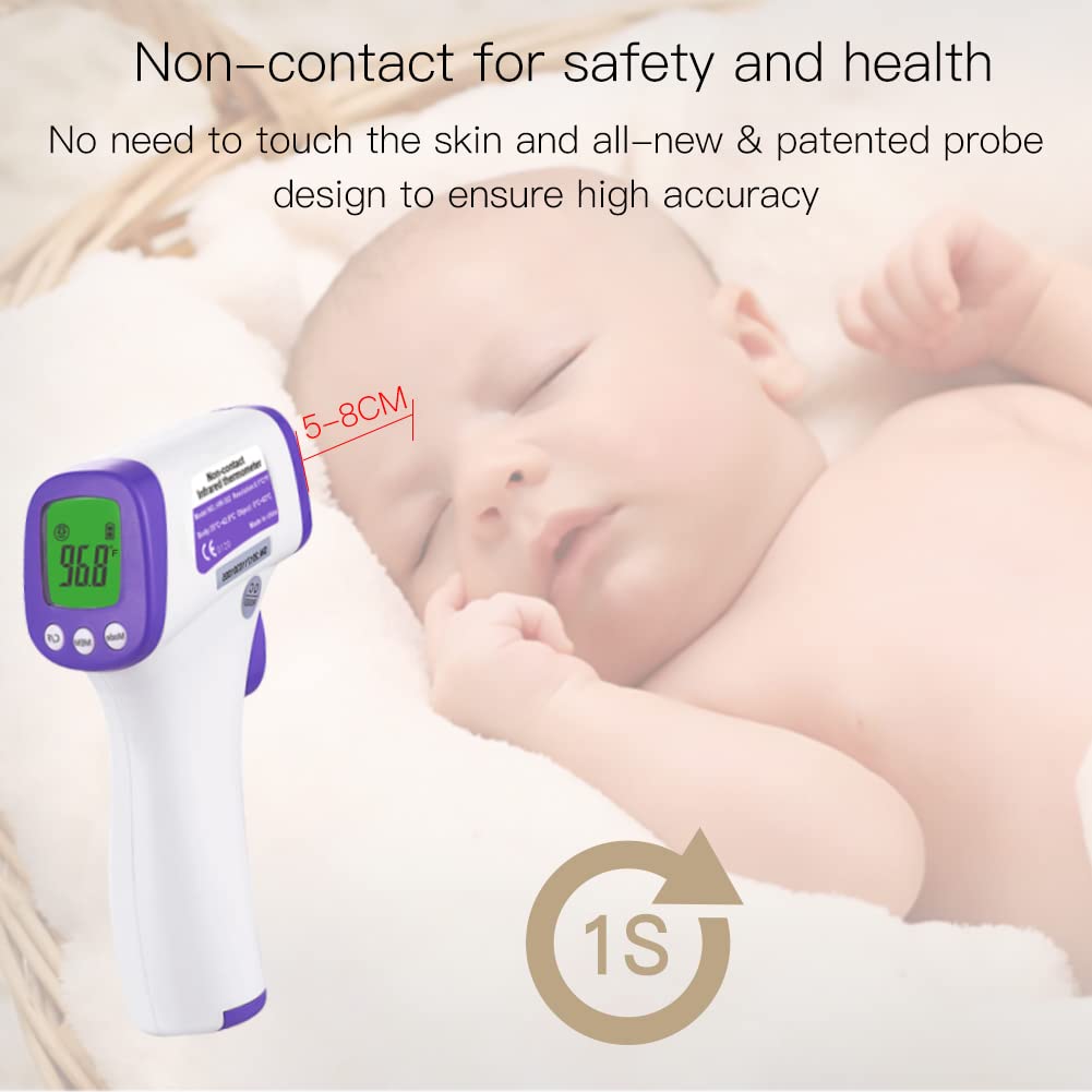 MOES Forehead Thermometer held in hand for easy on-the-go health checks.