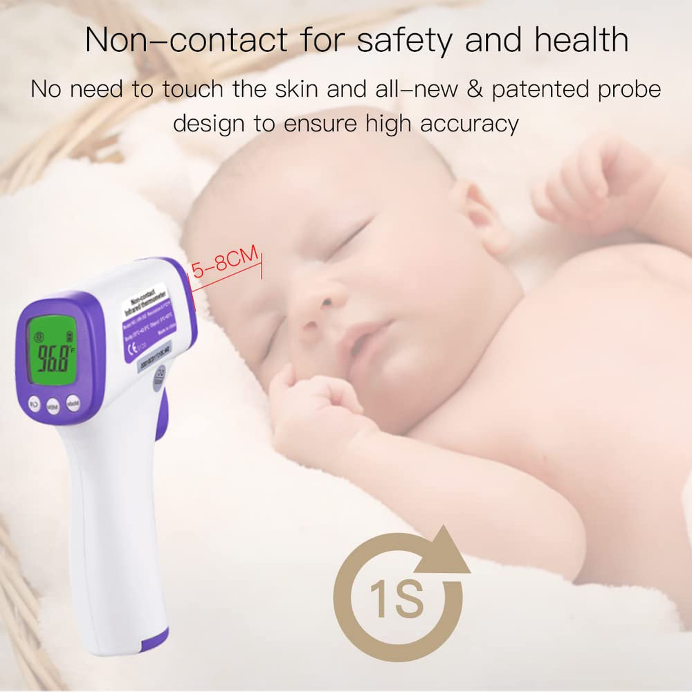 MOES Forehead Thermometer held in hand for easy on-the-go health checks.