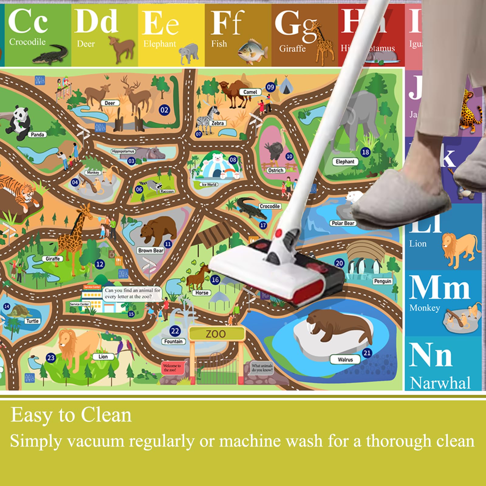 MOFAZEE Zoo Map Carpet children's learning space helps with focus.