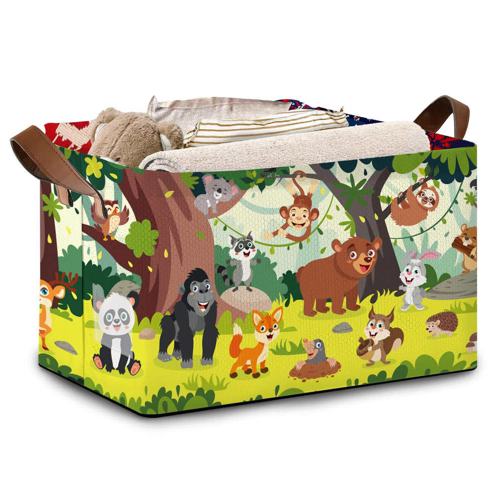 Mogifedc animals storage basket large full-view demonstrates spacious organizer for toys and books.