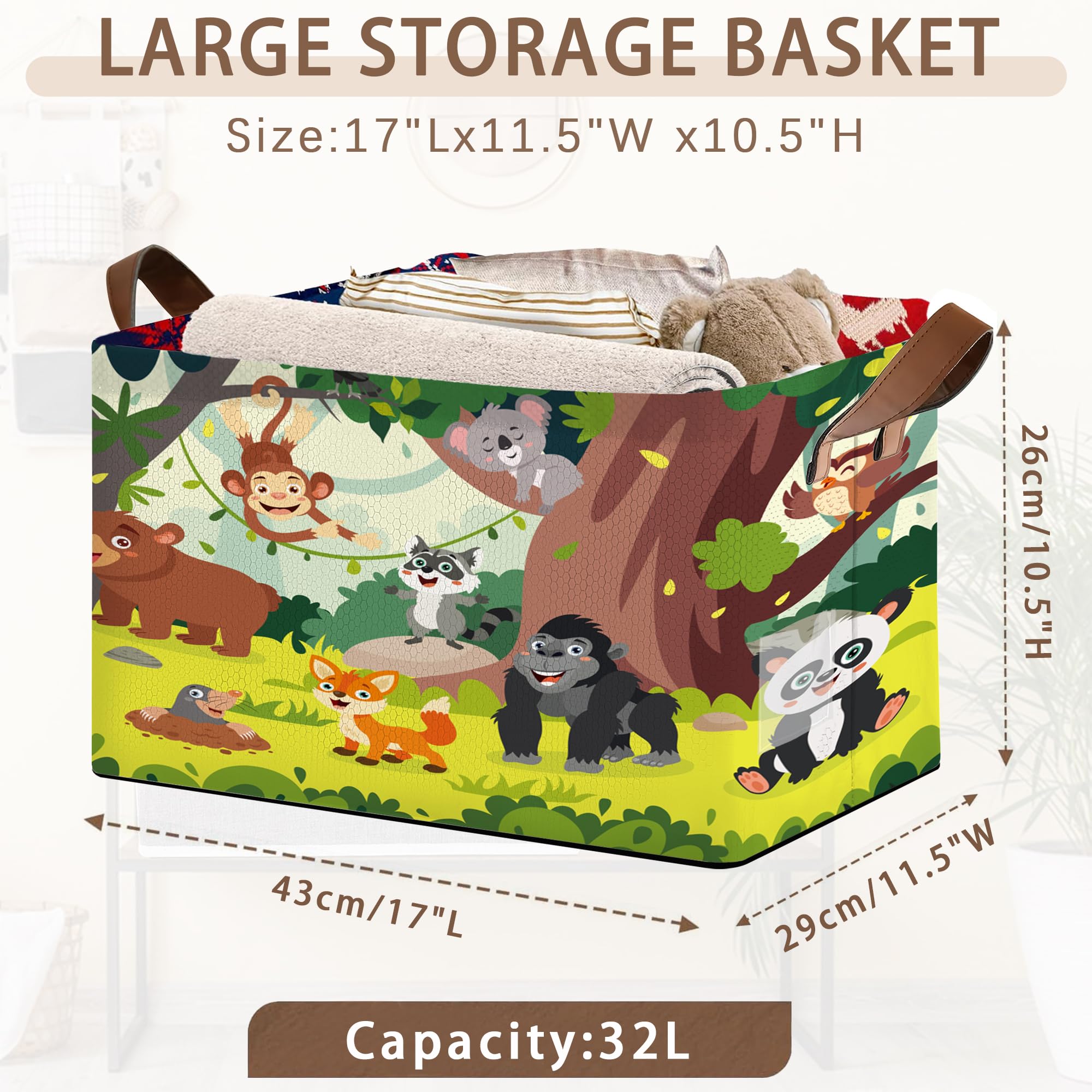 Mogifedc animals storage basket large inside-capacity reveals room for laundry or plush toys.