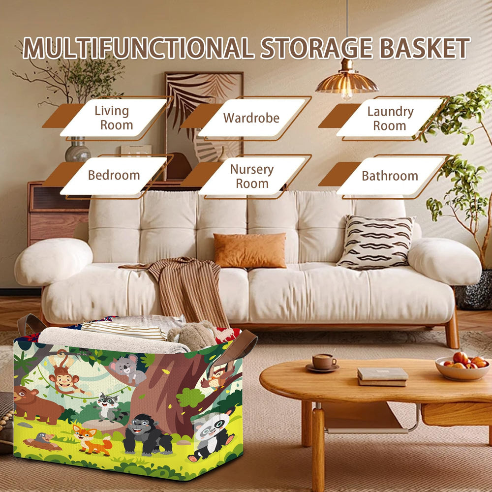 Mogifedc animals storage basket large room-use demonstrates versatile nursery and kid's room organization.