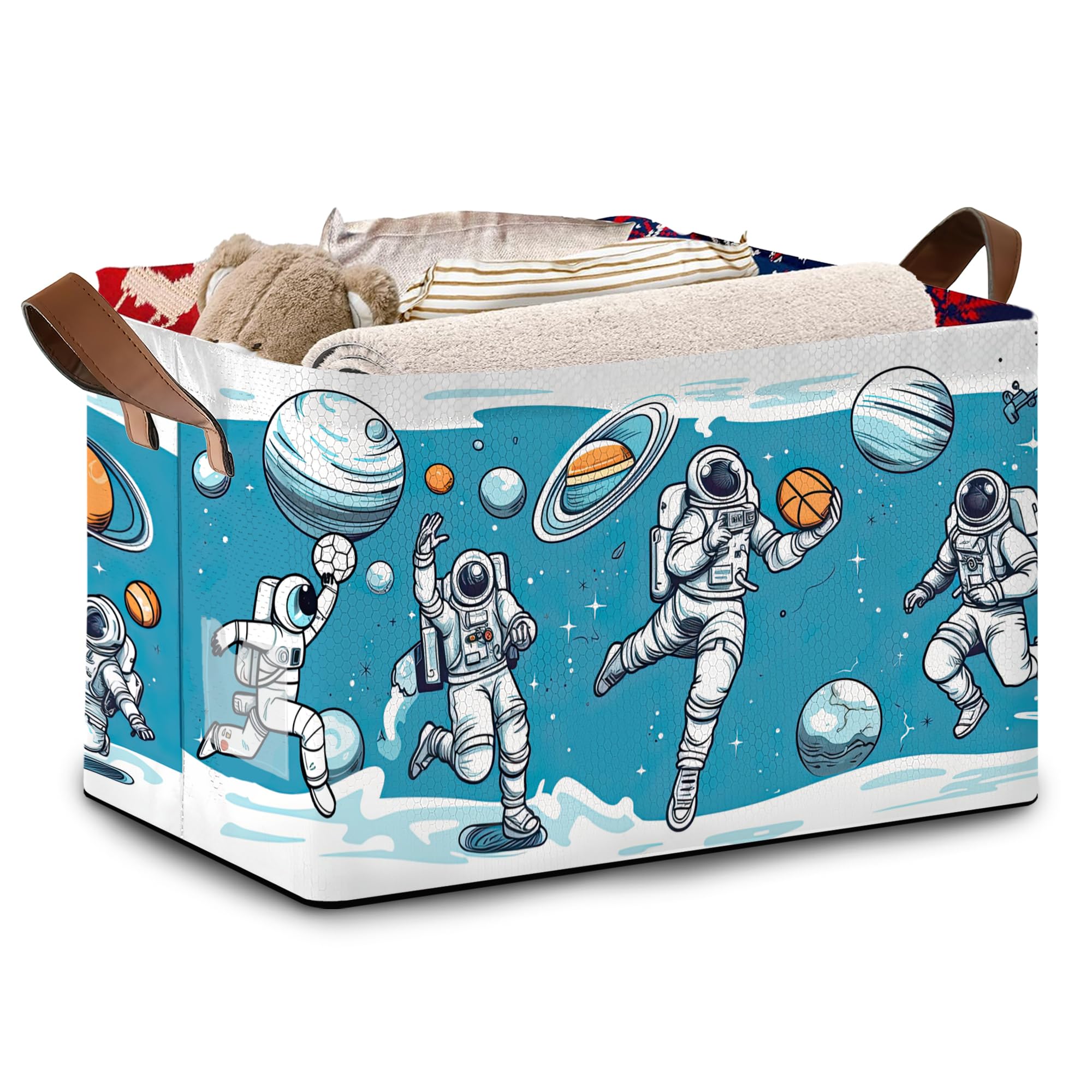 Mogifedc astronaut basket front view for space-themed toy storage
