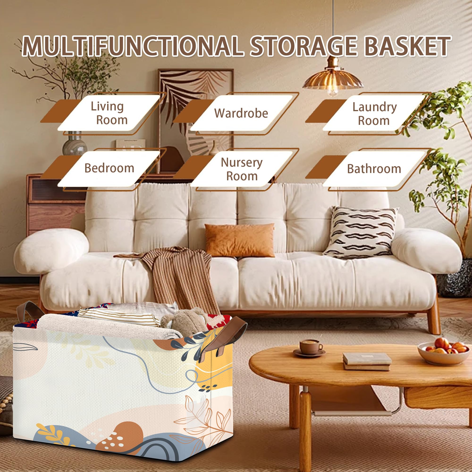 Mogifedc Boho Floral basket with handles ideal for easy transport around home