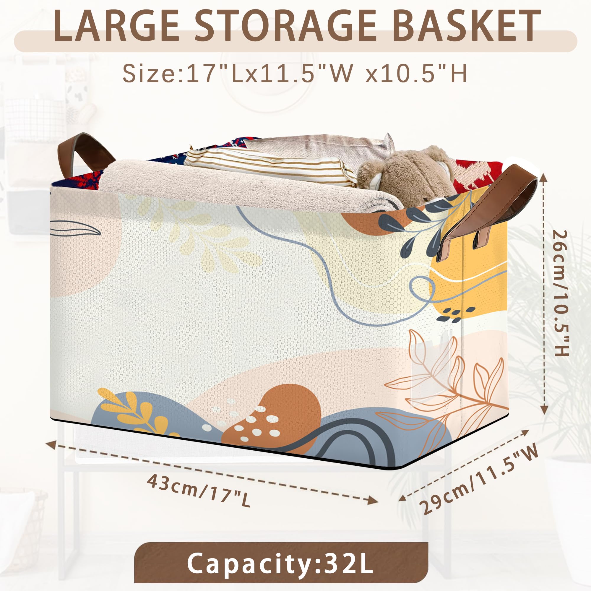 Mogifedc Boho Floral basket collapsed for storage showcasing space-saving design