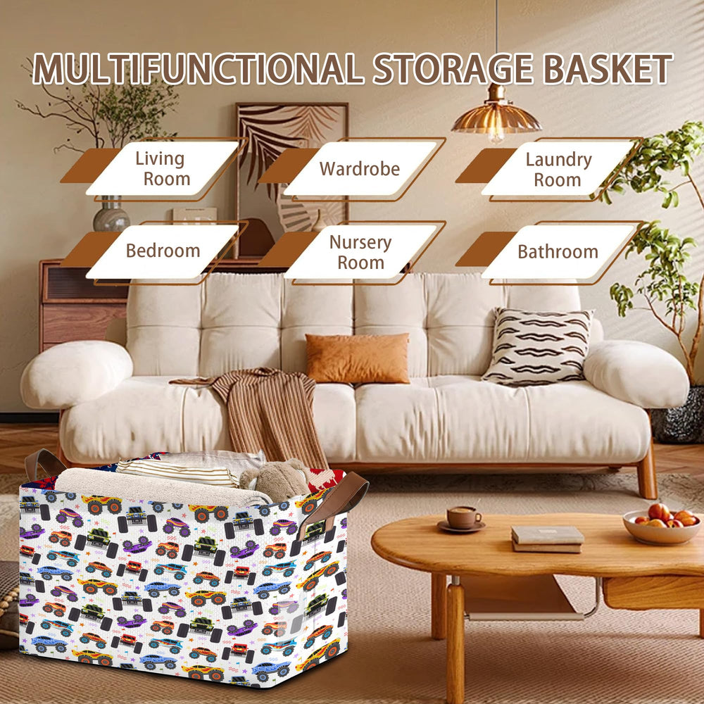 Mogifedc Cartoon Cars Storage Basket size guide helps organizing spaces efficiently.