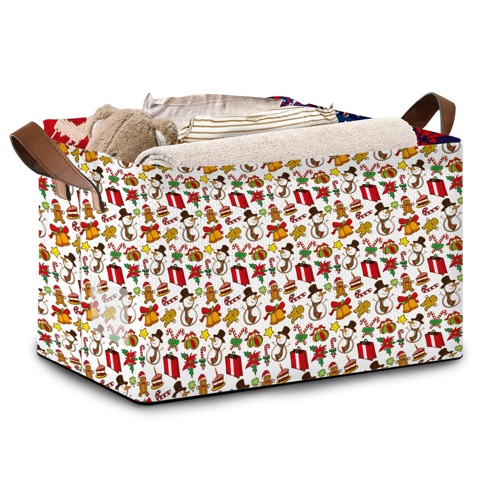 Mogifedc Christmas storage basket front view shows ample capacity for decor and gifts.