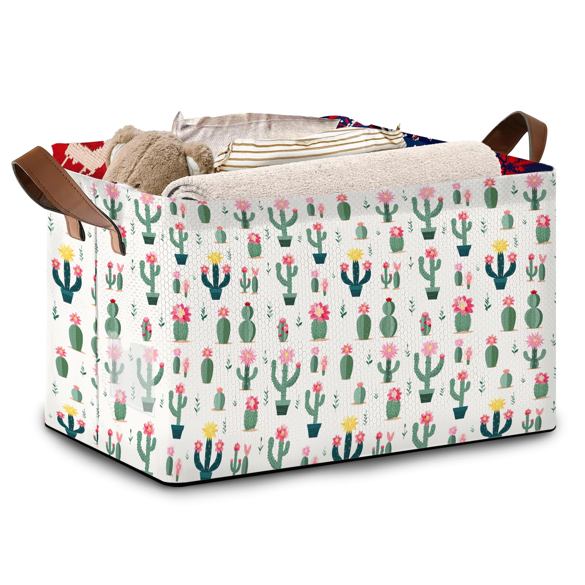 Mogifedc Desert Bloom storage basket front view demonstrates spacious organization for living room spaces