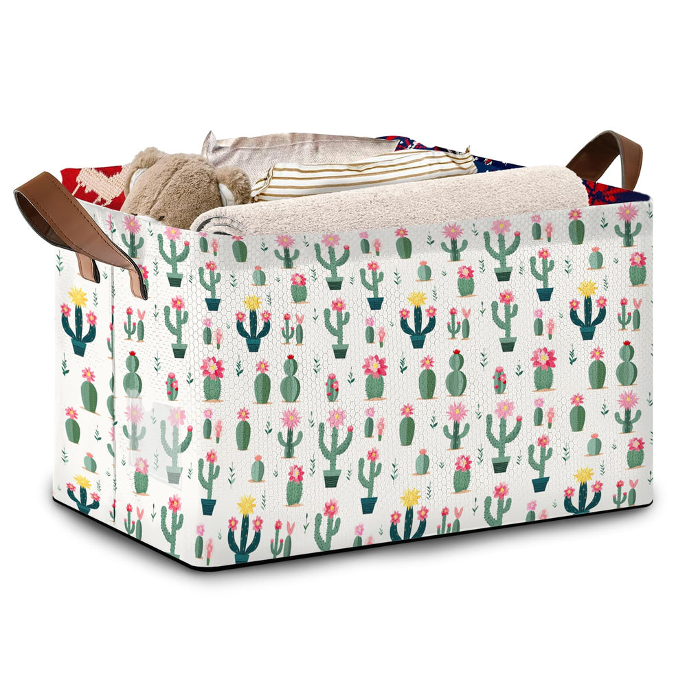 Mogifedc Desert Bloom storage basket front view demonstrates spacious organization for living room spaces