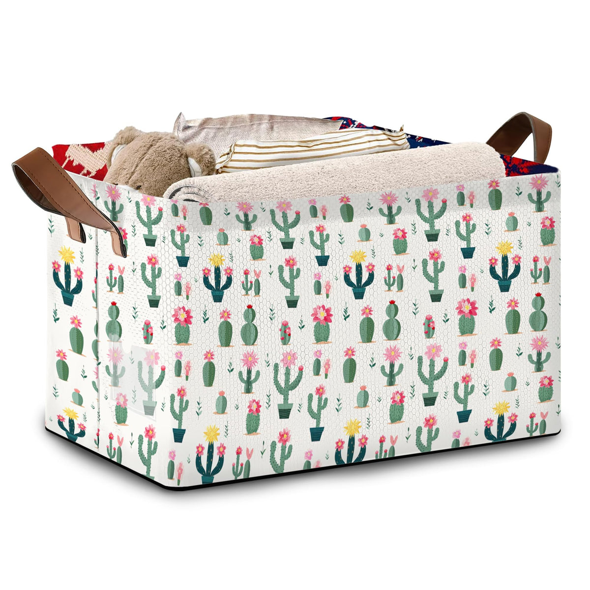 Mogifedc Desert Bloom storage basket front view demonstrates spacious organization for living room spaces