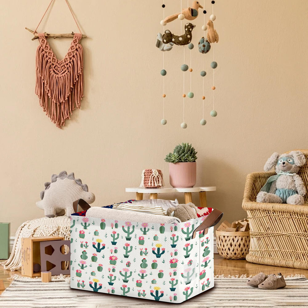 Mogifedc Desert Bloom storage basket in nursery helps keep toys organized and accessible