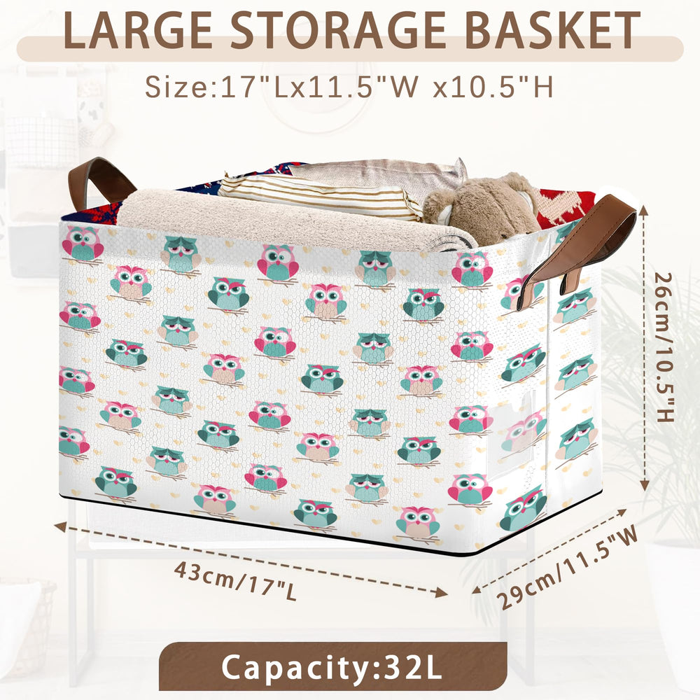 Mogifedc Owl Pattern Storage Basket folded flat for space-saving storage.