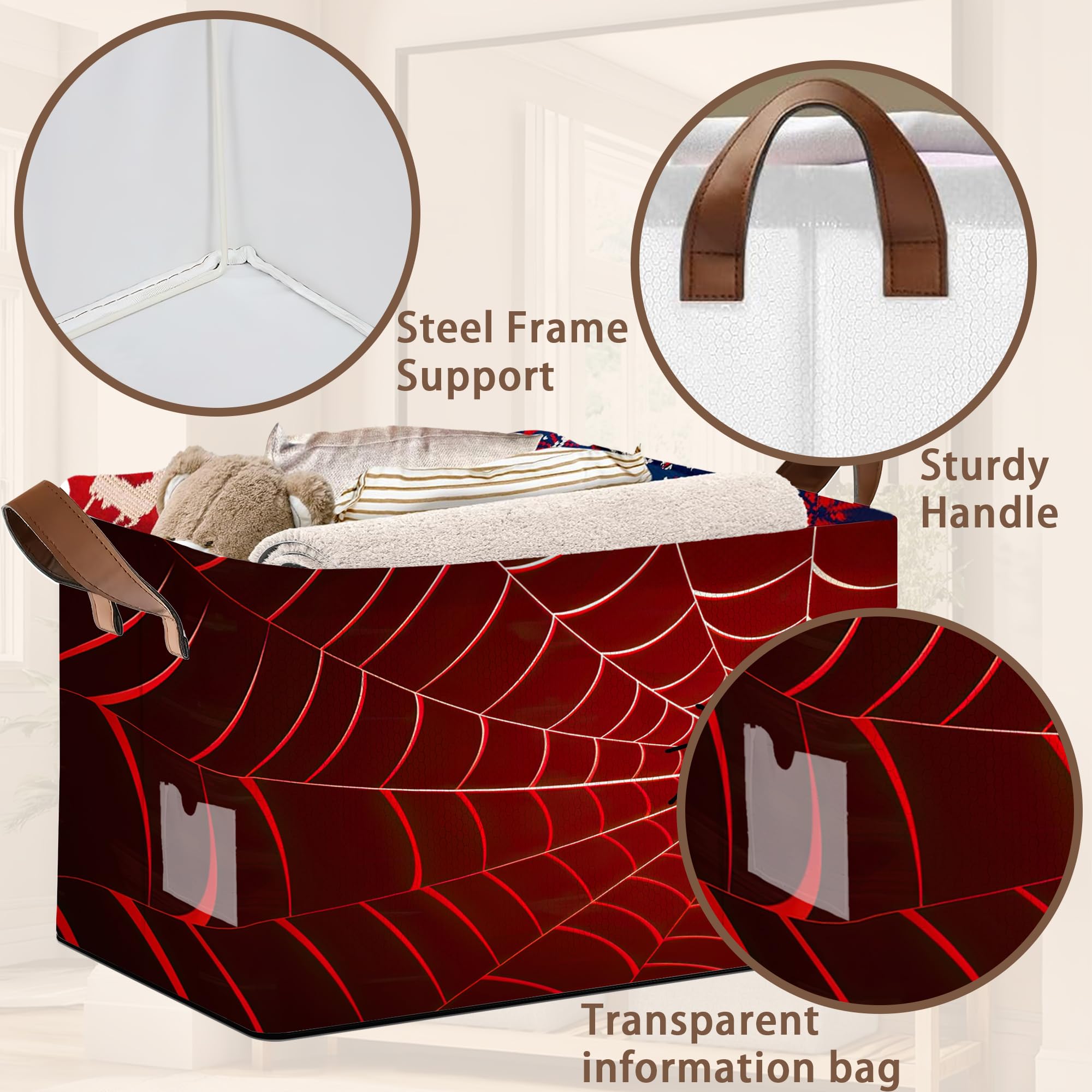 Mogifedc Red Spider Web Box collapsed for compact, stowaway-friendly storage