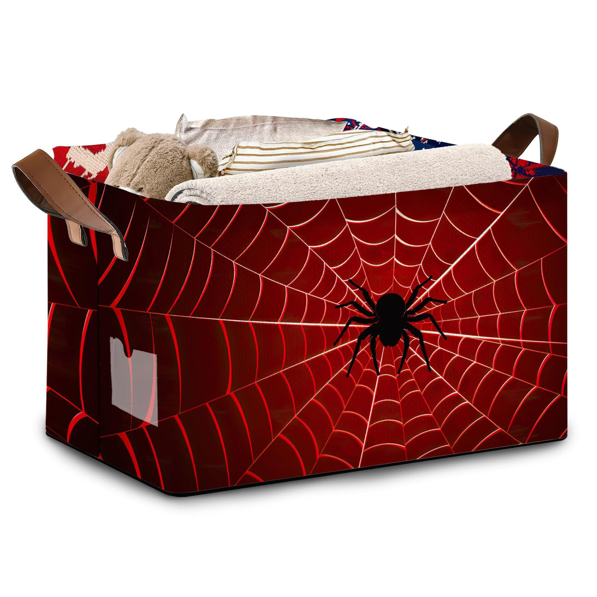 Mogifedc Red Spider Web Box front view shows space-saving storage for seasonal decor