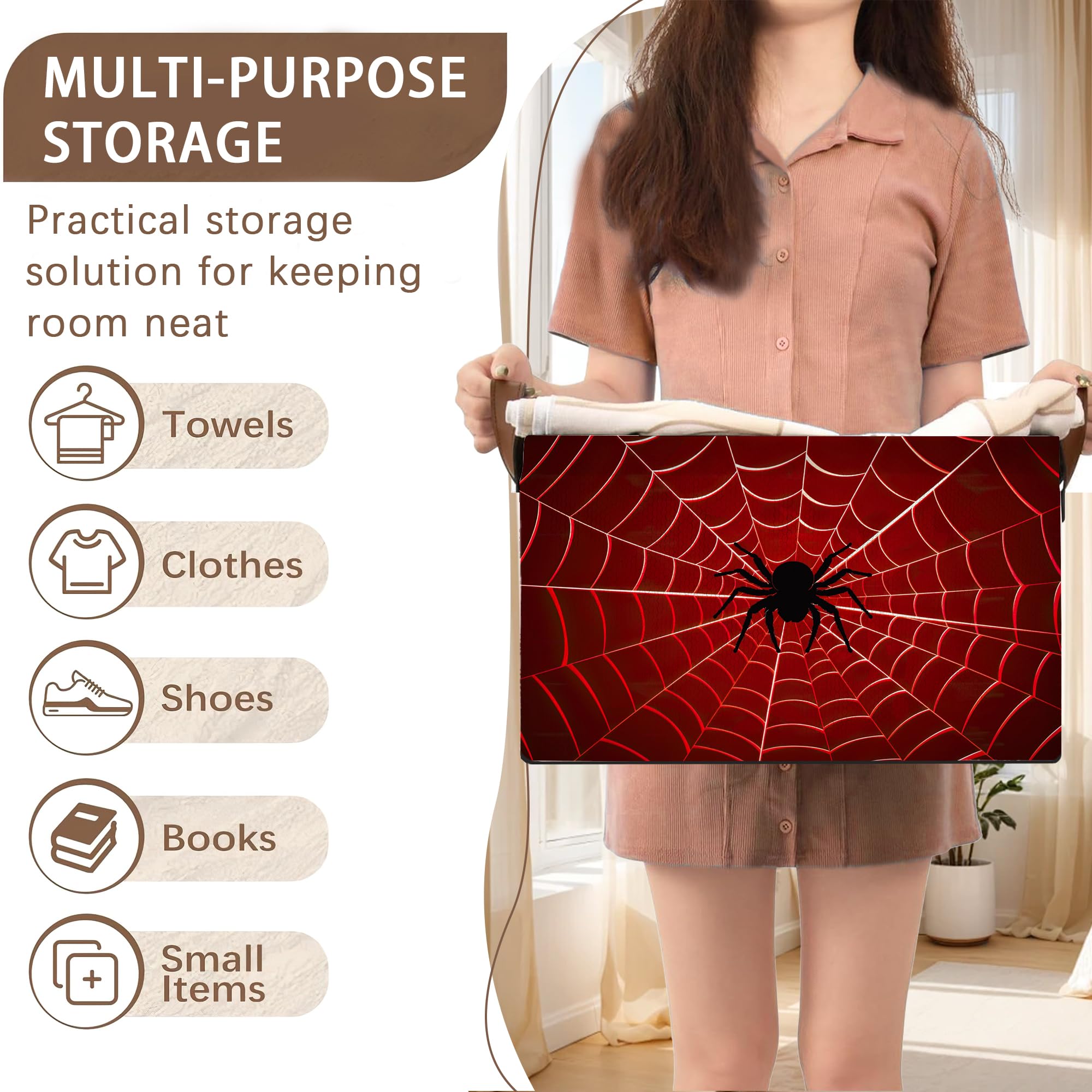 Mogifedc Red Spider Web Box side view highlights sturdy frame and easy transport