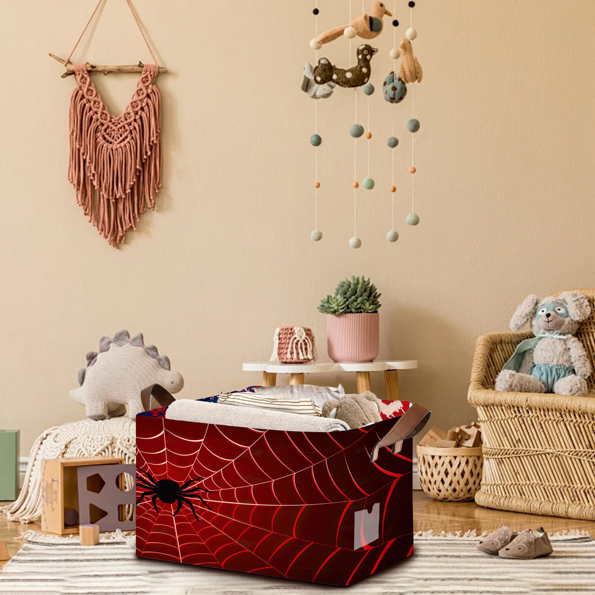 Mogifedc Red Spider Web Box under bed fits slim gaps for seasonal items