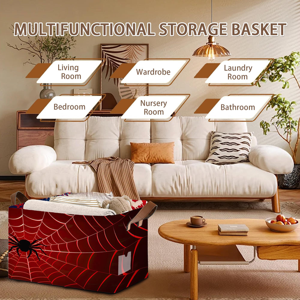 Mogifedc Red Spider Web Box with handles emphasizes reinforced grips for heavy loads