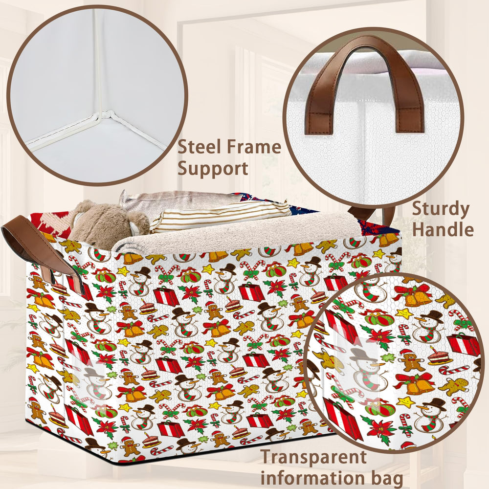 Mogifedc storage basket festive pattern closeup adds holiday decorative appeal.