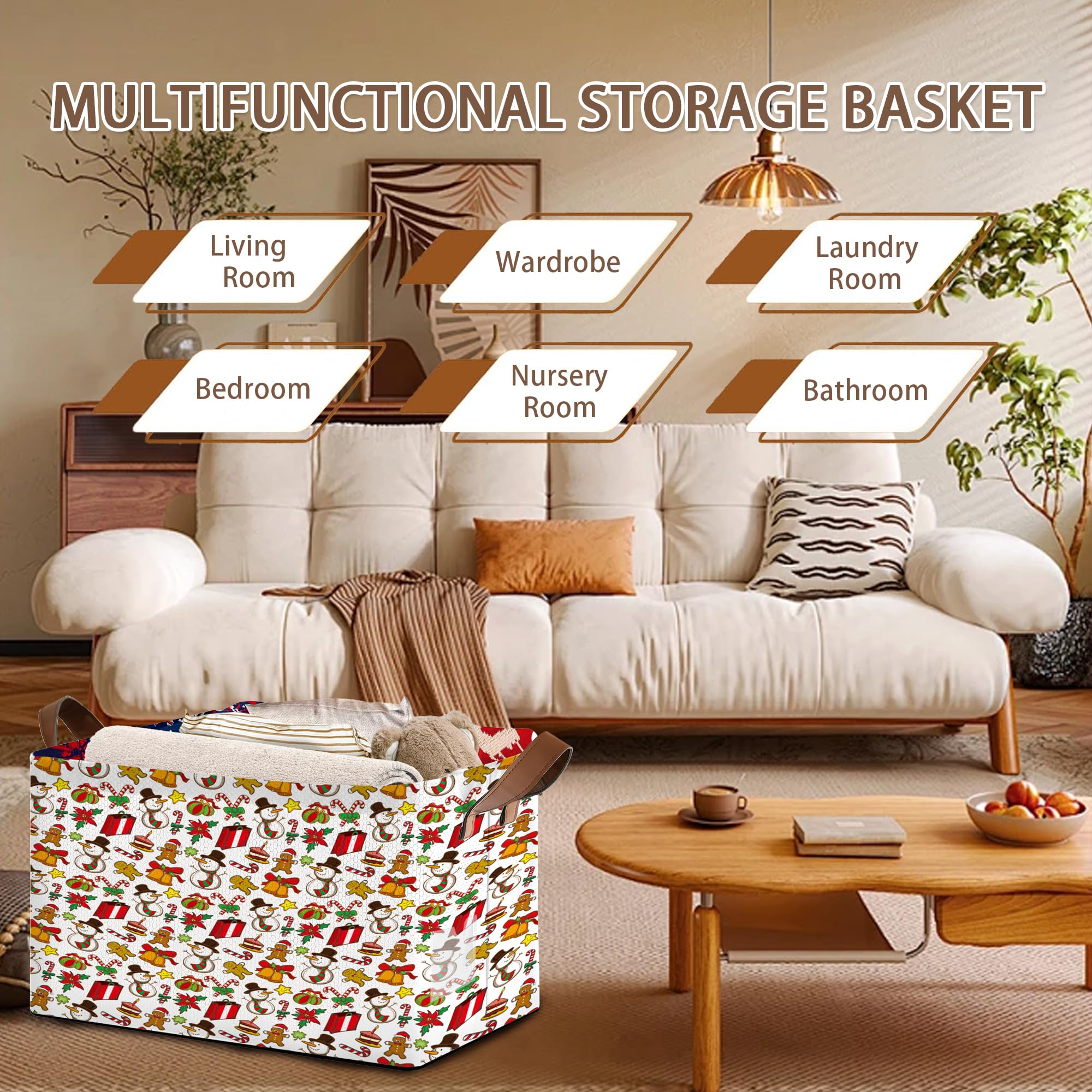 Mogifedc storage basket for multiroom use supports laundry, pet items, and decor.