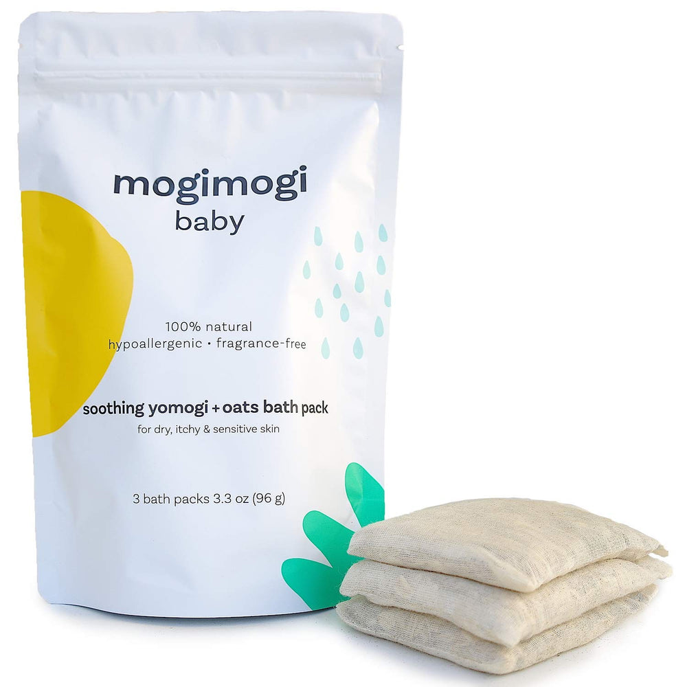 Mogimogi baby oatmeal bath soak bag ready for bath and gentle cleansing