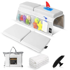 Mohmoud baby bath kneeler set main view cushions knees for comfort.