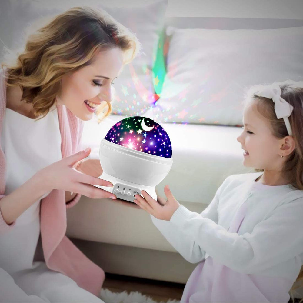 MOKOQI Star Projector color options showcase vibrant scenes enhancing bedtime ambiance.