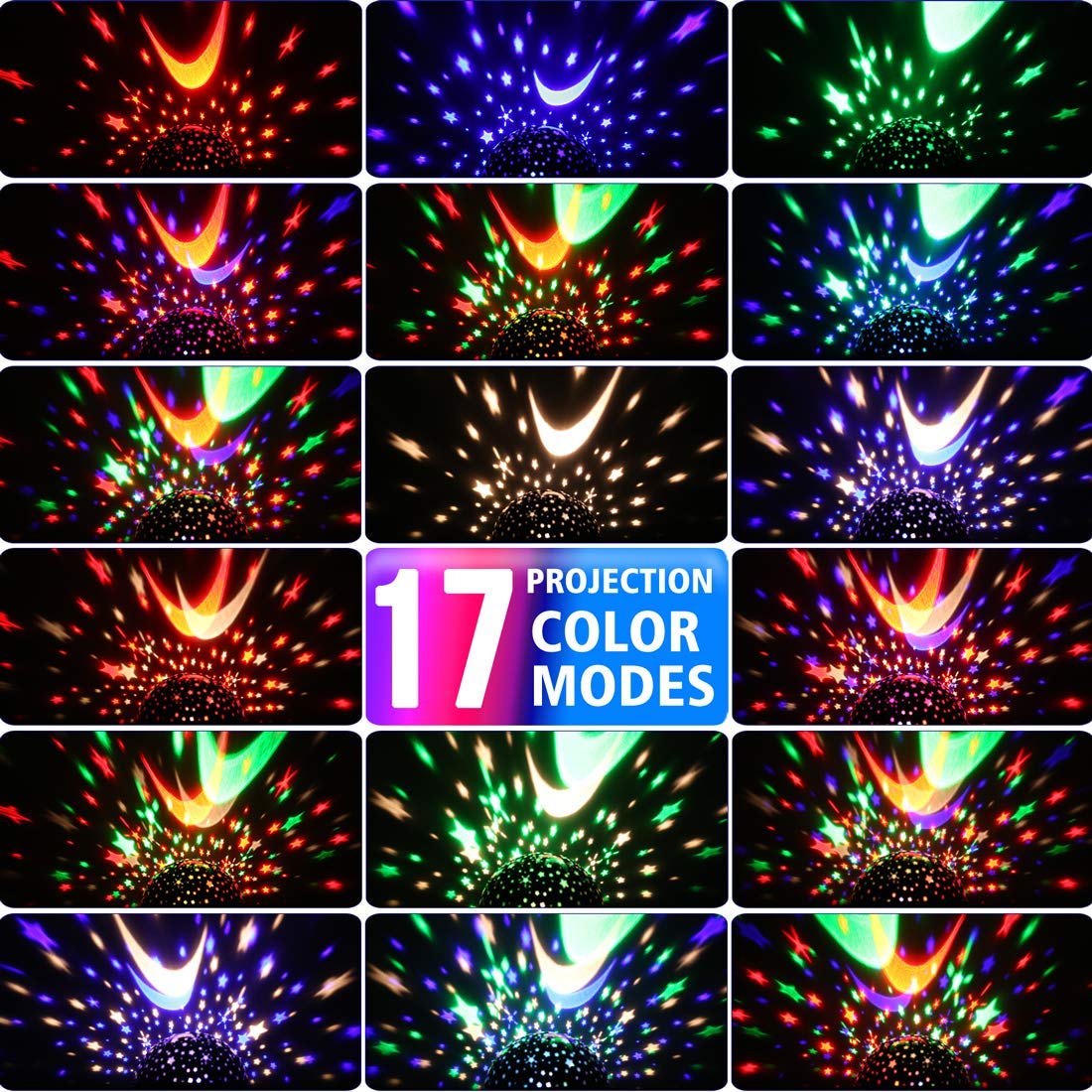 MOKOQI Star Projector moon and stars projection demonstrates soothing visuals for relaxation.